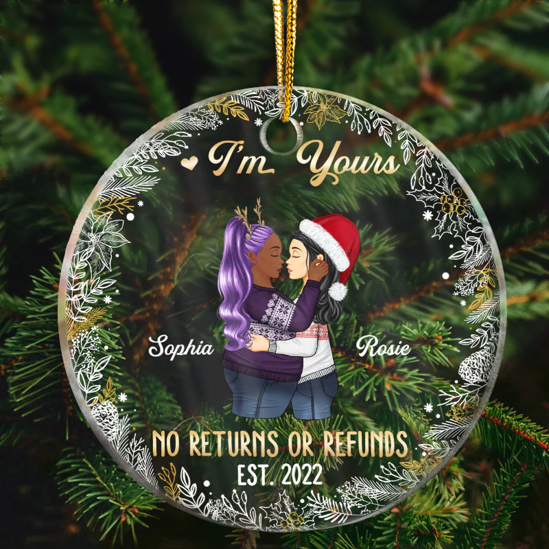 No Returns Or Refunds - Christmas Gift For Couple - Personalized Custom Circle Acrylic Ornament - Image 2
