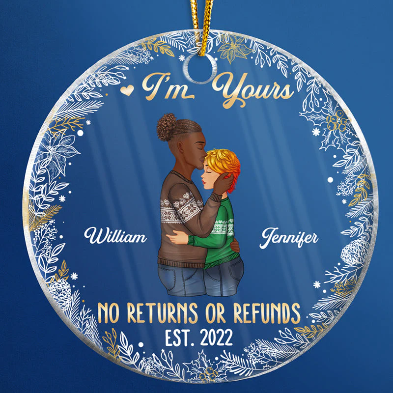 No Returns Or Refunds - Christmas Gift For Couple - Personalized Custom Circle Acrylic Ornament - Image 4