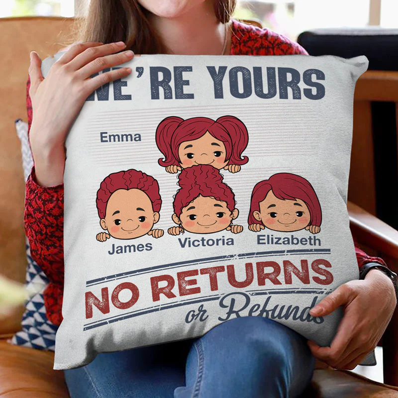 No Returns Or Refunds Grandkids - Funny Gift For Dad, Mom, Grandma, Grandpa - Personalized Pillow - Image 2
