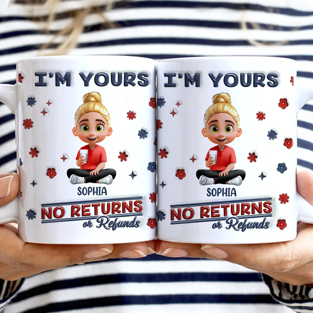No Returns Or Refunds Parents - 3D Inflated Effect Printed Mug, Personalized White Edge-to-Edge Mug - Image 2