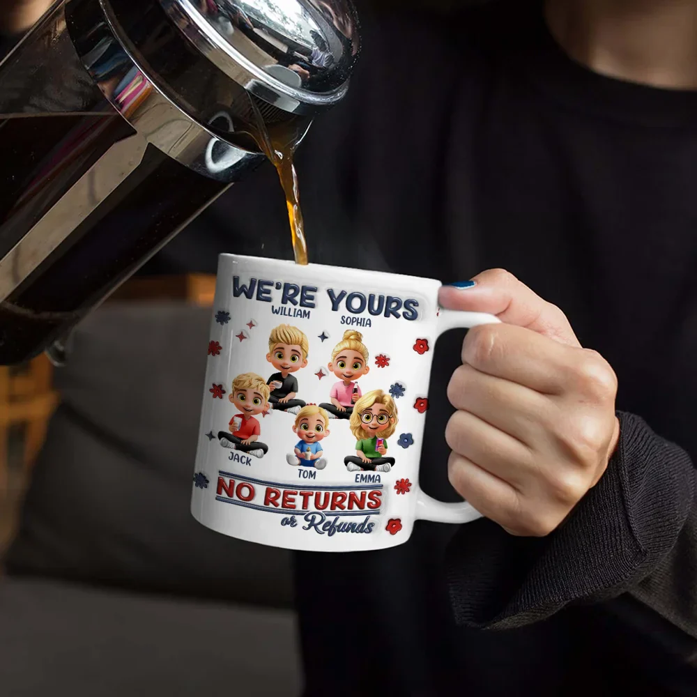 No Returns Or Refunds Parents - 3D Inflated Effect Printed Mug, Personalized White Edge-to-Edge Mug - Image 4