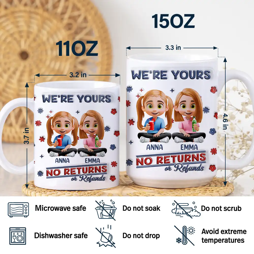 No Returns Or Refunds Parents - 3D Inflated Effect Printed Mug, Personalized White Edge-to-Edge Mug - Image 5