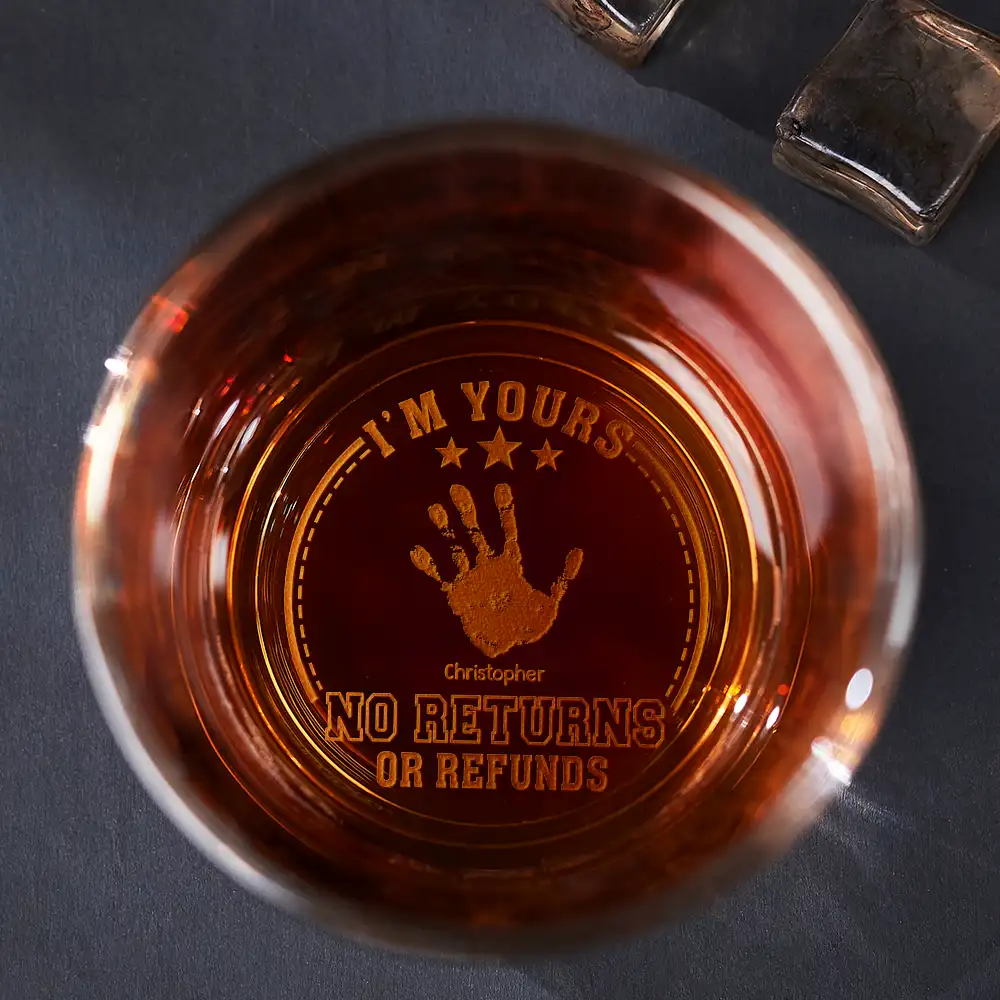 No Returns Or Refunds - Personalized Engraved Whiskey Glass - Image 2