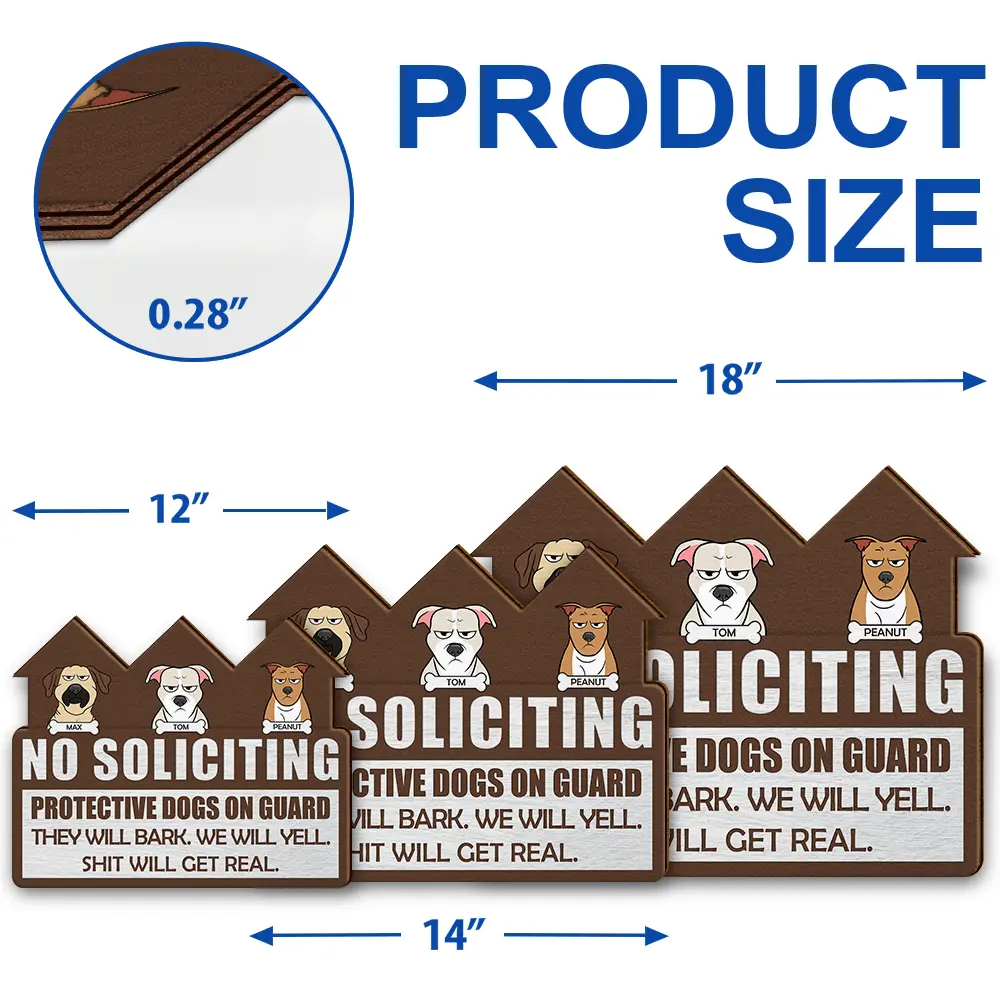 No Soliciting Protective Dogs On Guard - Personalized Custom Shaped Wood Sign - Image 5