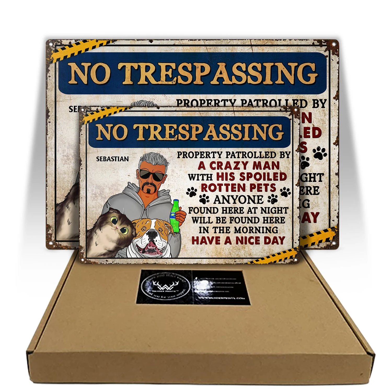 No Trespassing Property Patrolled By Crazy Woman - Home Decor, Backyard Decor, Gift For Dog Lovers & Cat Lovers - Personalized Custom Classic Metal Signs - Image 5
