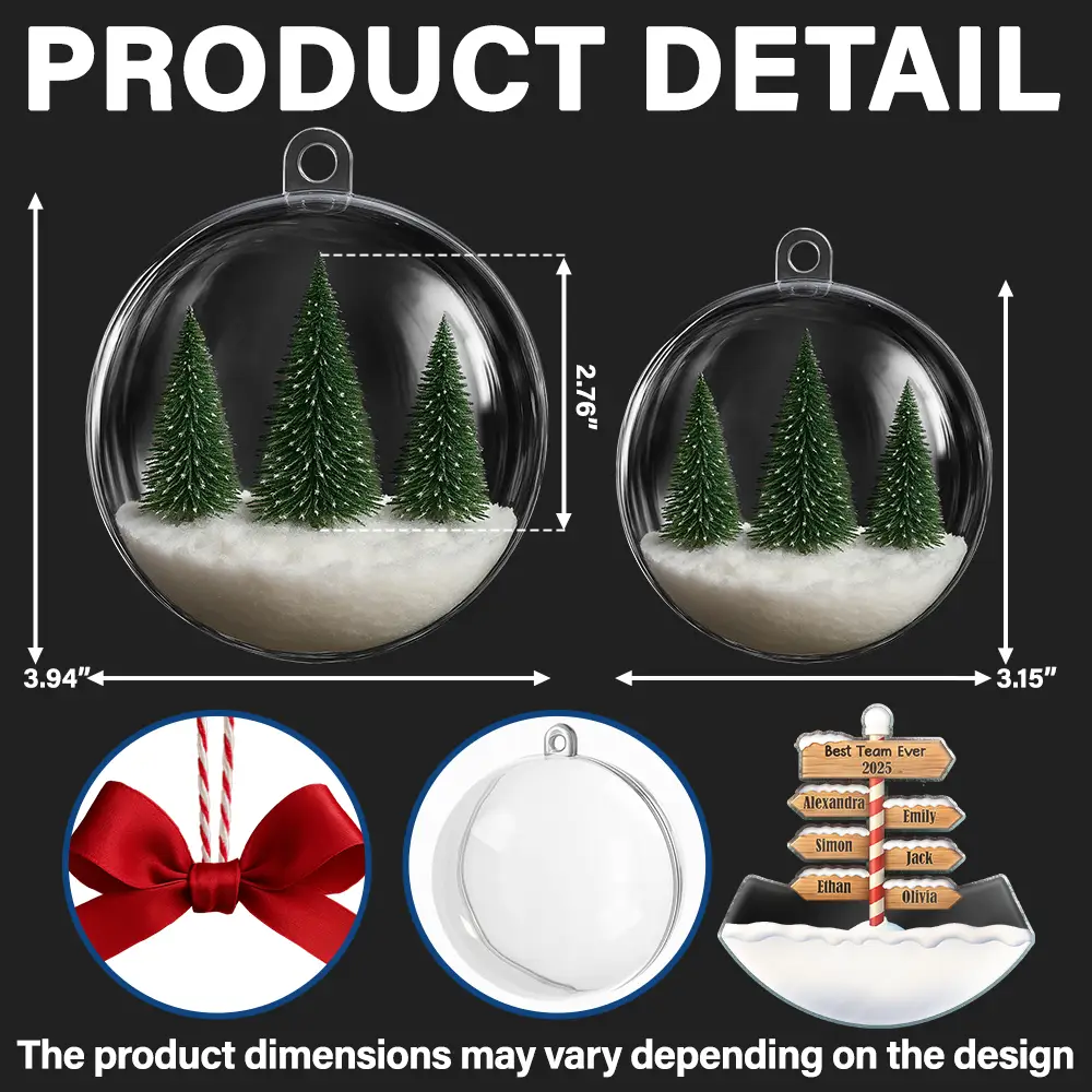 North Pole Family Name - Personalized 3D Acrylic Ball Ornament - Image 2