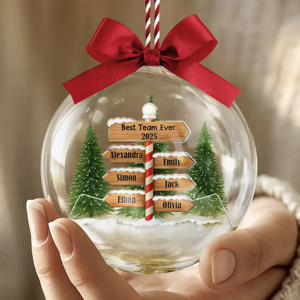 North Pole Family Name - Personalized 3D Acrylic Ball Ornament - Image 4
