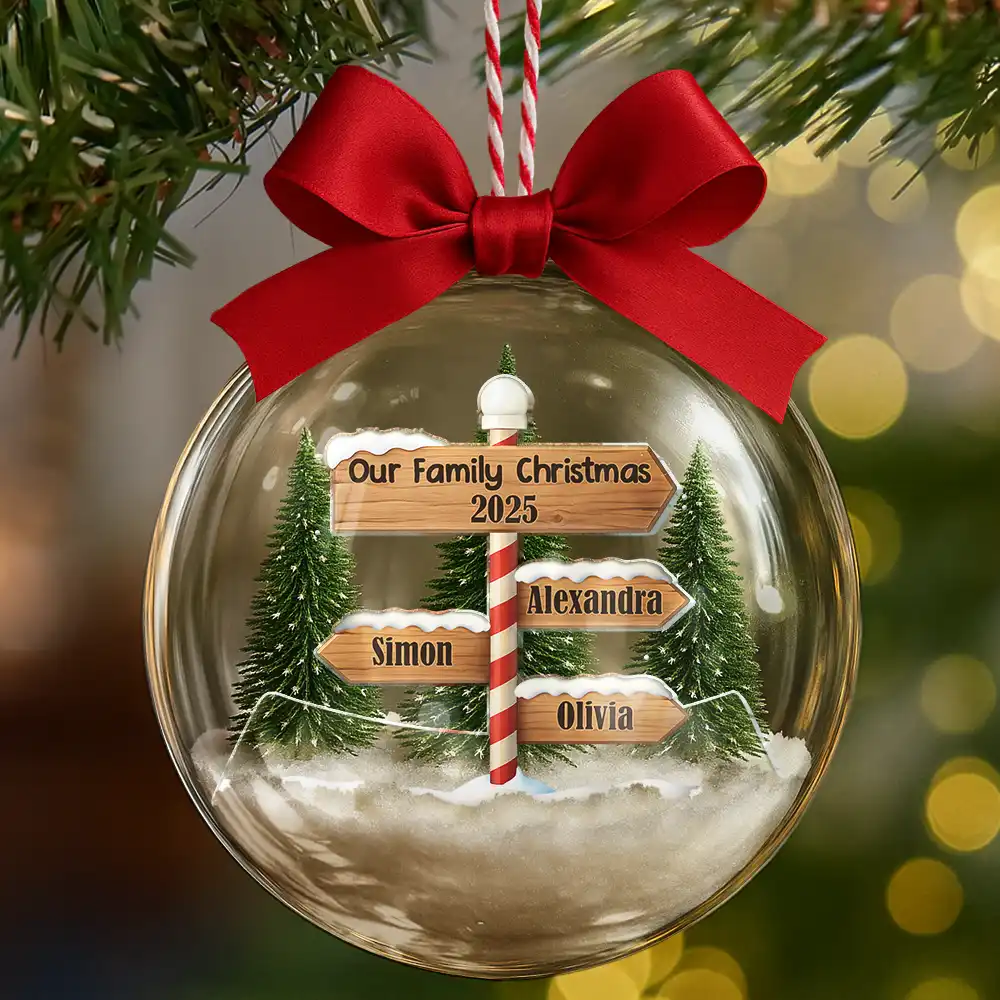 North Pole Family Name - Personalized 3D Acrylic Ball Ornament - Image 6
