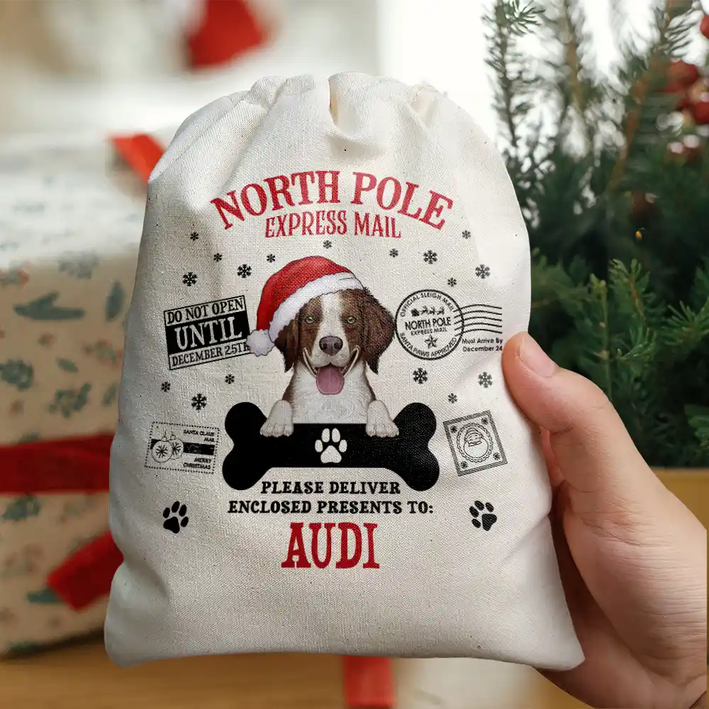 North Pole Santa Paws Sack Funny Pet - Personalized Favor Bag - Image 5