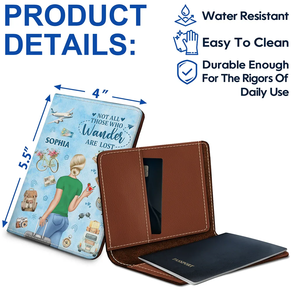 Not All Those Who Wander - Personalized Passport Cover, Passport Holder - Image 4