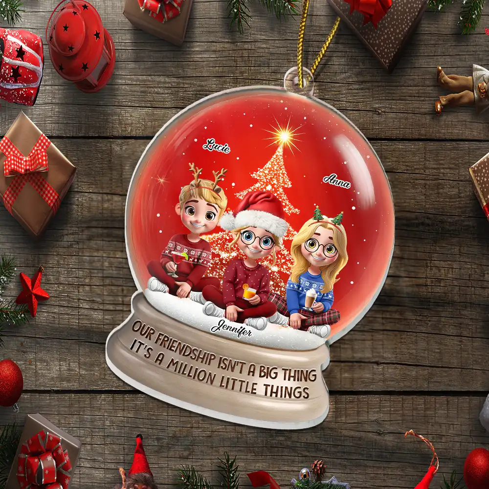 Not Sisters By Blood But Sisters By Heart 3D Effect Besties - Personalized Custom Shaped Acrylic Ornament - Image 5
