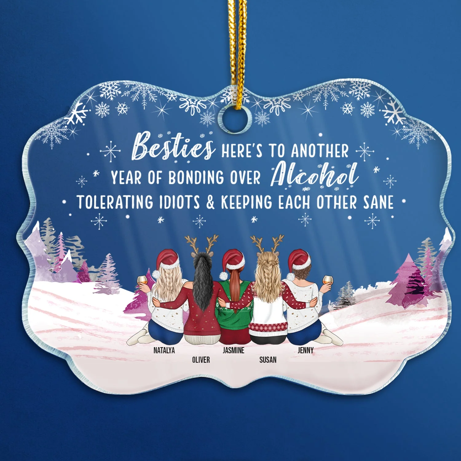 Not Sisters By Blood But Sisters By Heart - Christmas Gift For Bestie - Personalized Custom Medallion Acrylic Ornament - Image 3