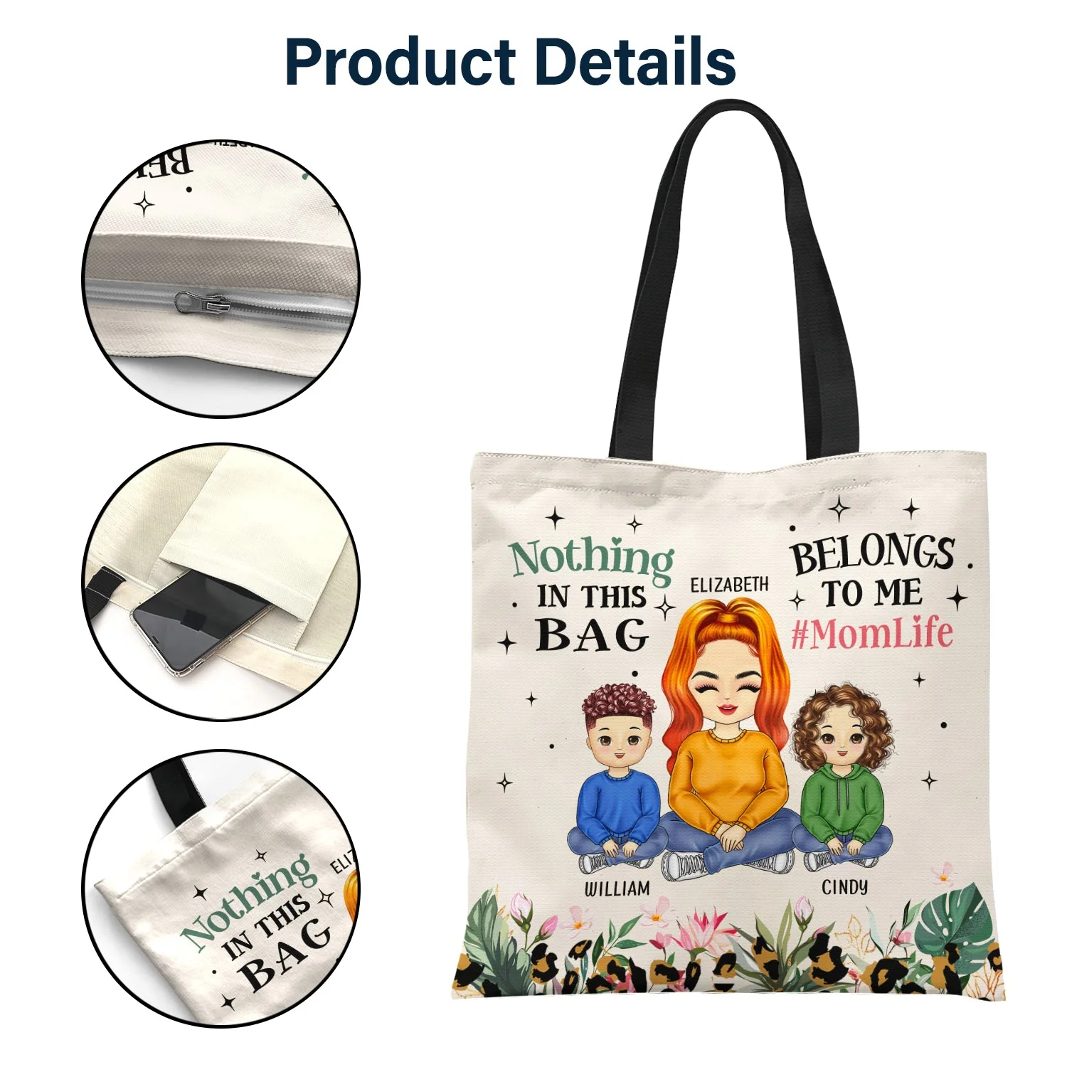 Nothing In This Bag - Gift For Mother - Personalized Zippered Canvas Bag - Image 4