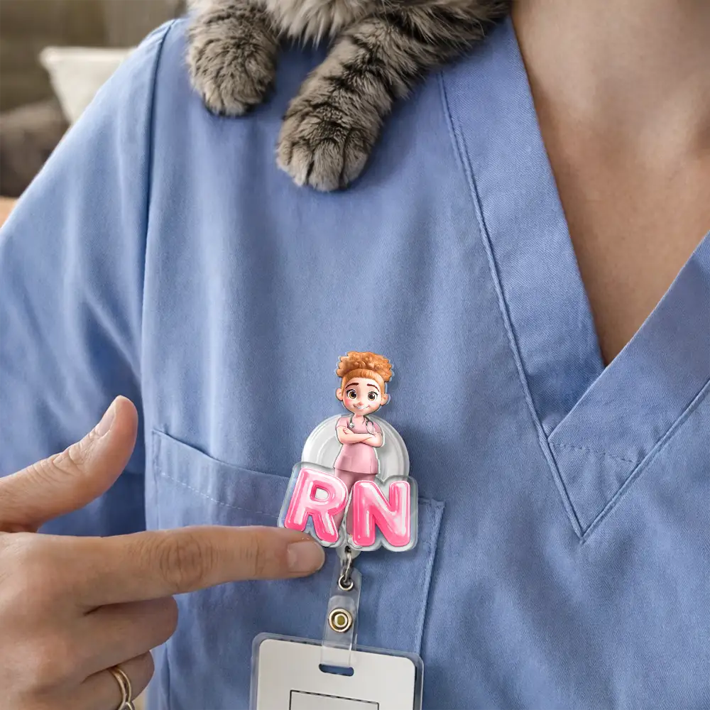 Nurse 3D Effect Custom Name And Job Title - Personalized Badge Reel - Image 2