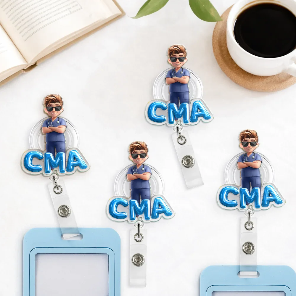 Nurse 3D Effect Custom Name And Job Title - Personalized Badge Reel - Image 4