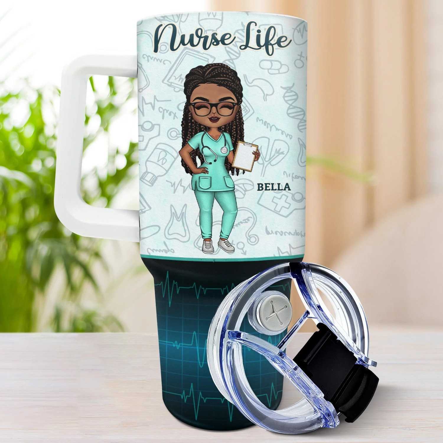 Nurse A Person Strong Enough To Tolerate Everything - Gift For Nurses - Personalized 40oz Tumbler With Straw - Image 3