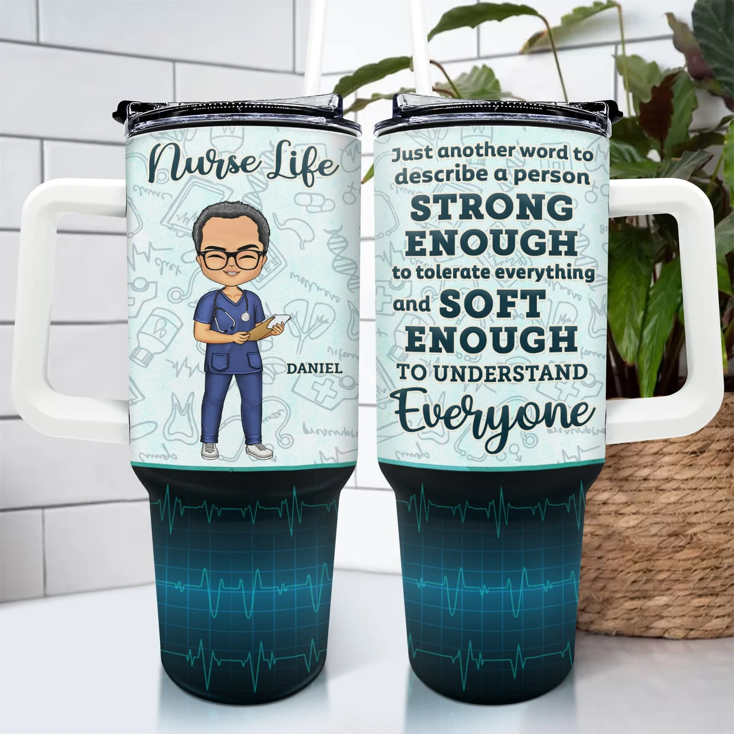 Nurse A Person Strong Enough To Tolerate Everything - Gift For Nurses - Personalized 40oz Tumbler With Straw - Image 4