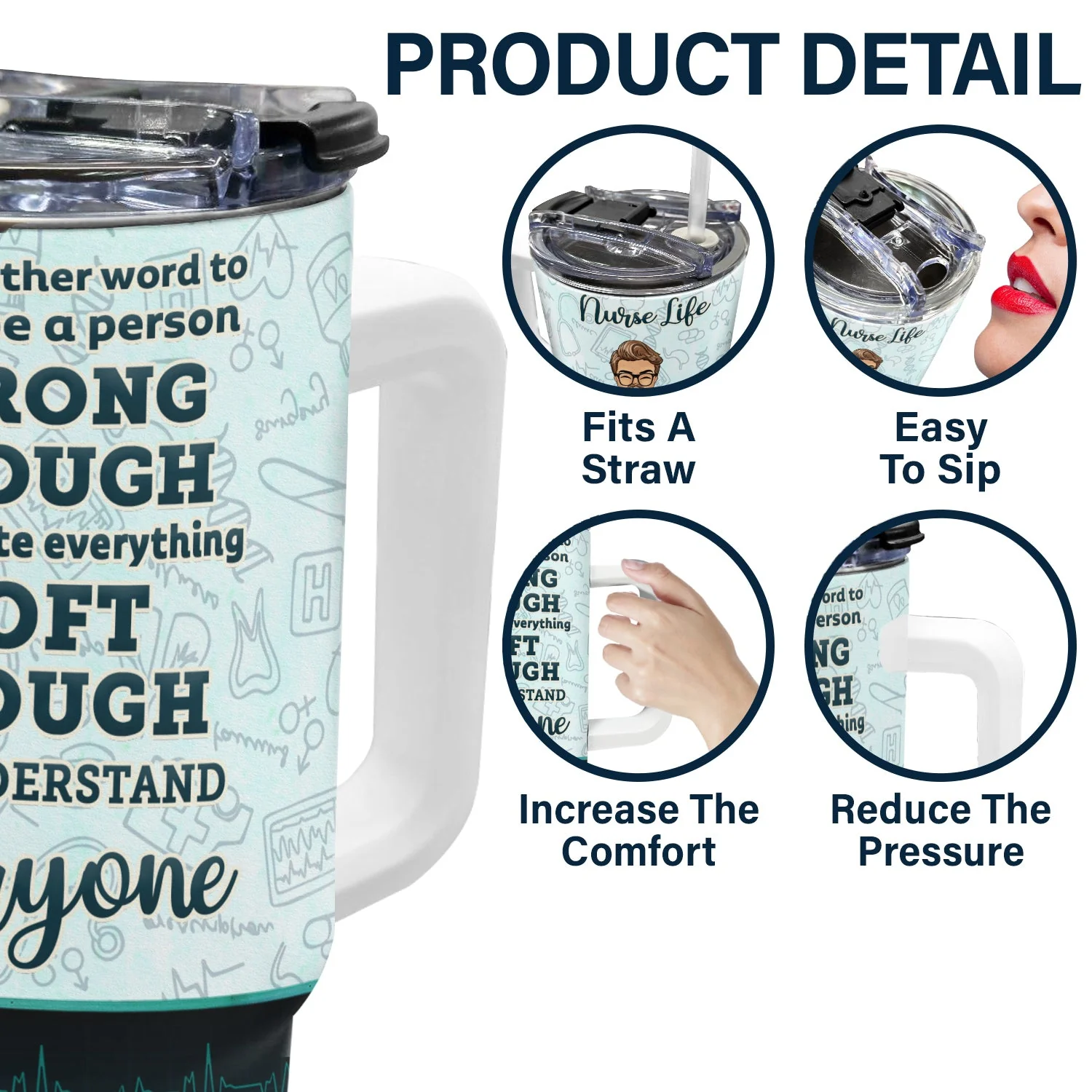 Nurse A Person Strong Enough To Tolerate Everything - Gift For Nurses - Personalized 40oz Tumbler With Straw - Image 5