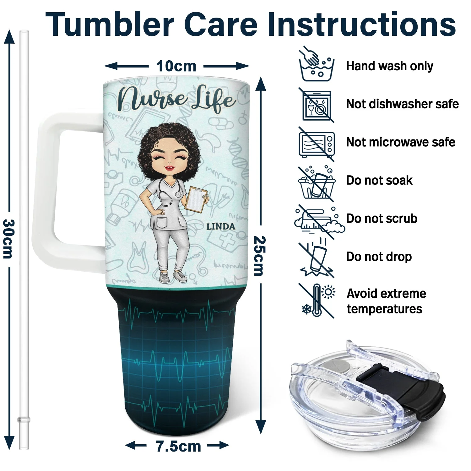 Nurse A Person Strong Enough To Tolerate Everything - Gift For Nurses - Personalized 40oz Tumbler With Straw - Image 6