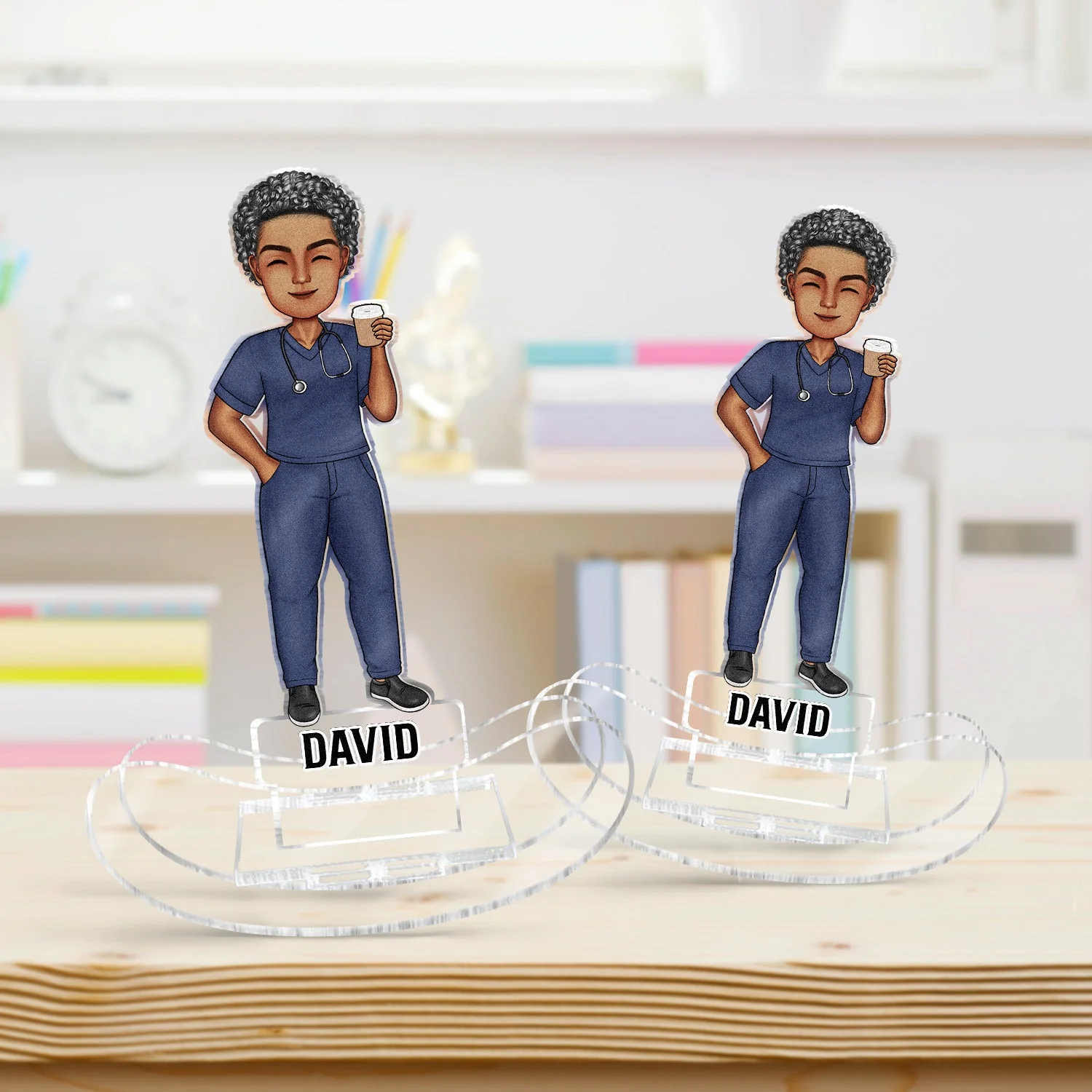Nurse Cartoon Vector - Gift For Nurses - Personalized Acrylic Shaking Stand - Image 3