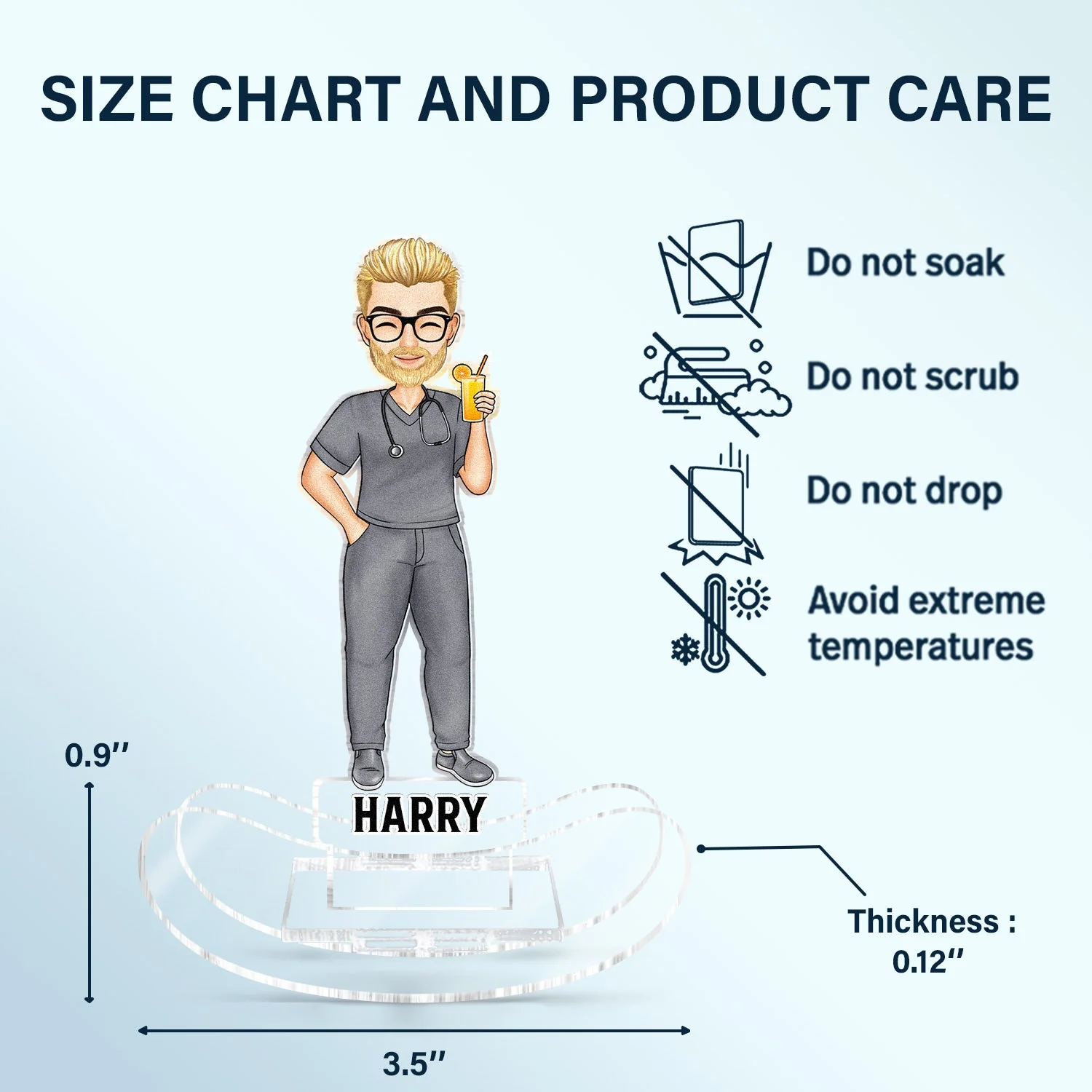 Nurse Cartoon Vector - Gift For Nurses - Personalized Acrylic Shaking Stand - Image 5