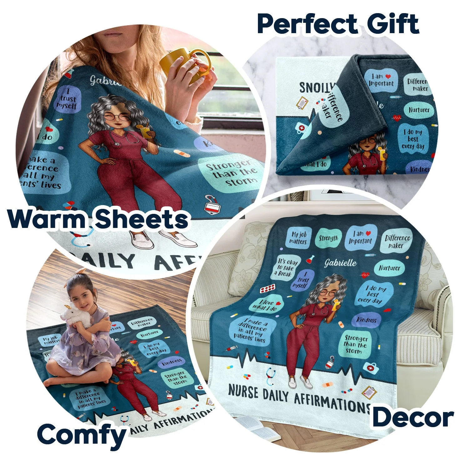 Nurse Daily Affirmation - Gift For Nurse - Personalized Fleece Blanket - Image 5