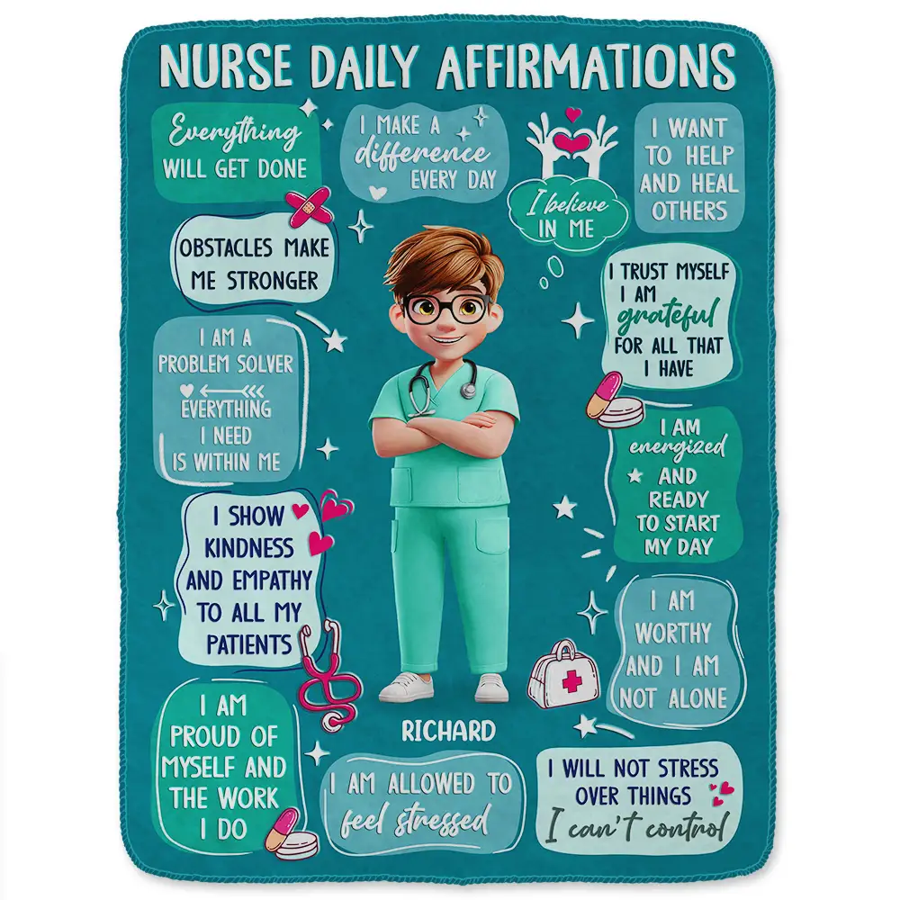 Nurse Daily Affirmations - Personalized Fleece Blanket, Sherpa Blanket - Image 2