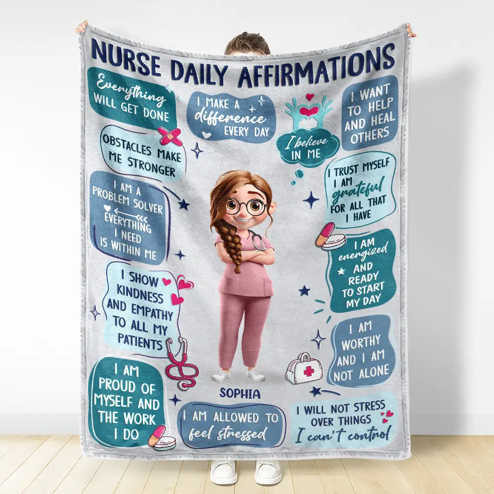 Nurse Daily Affirmations - Personalized Fleece Blanket, Sherpa Blanket - Image 3