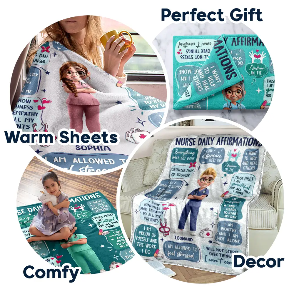 Nurse Daily Affirmations - Personalized Fleece Blanket, Sherpa Blanket - Image 7