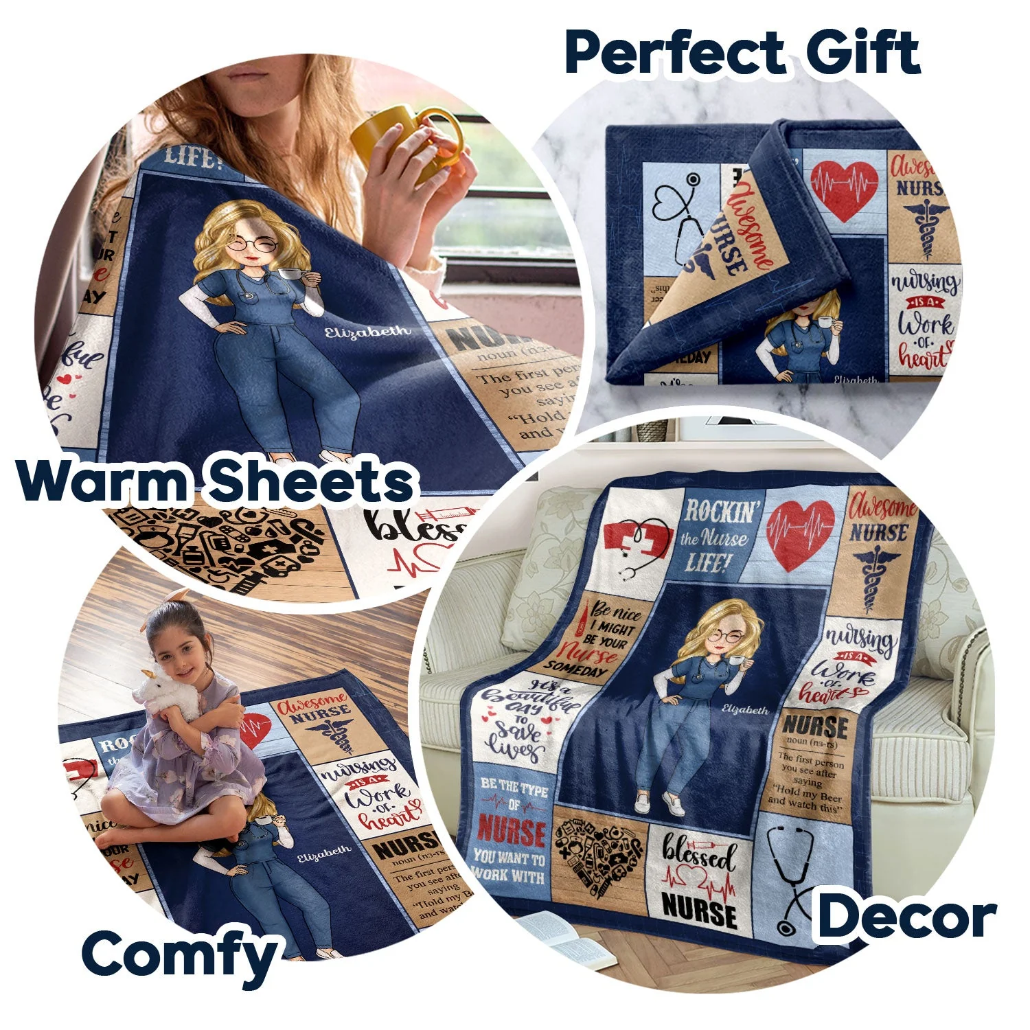Nurse Daily It's A Beautiful Day - Gift For Nurse - Personalized Fleece Blanket - Image 5