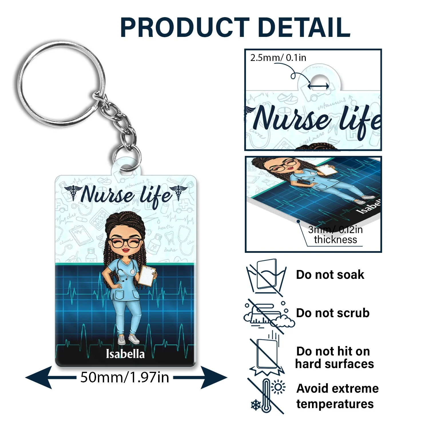 Nurse Nutrition Facts - Gift For Nurses - Personalized Custom Acrylic Keychain - Image 5