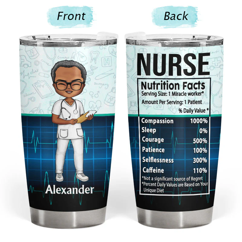 Nurse Nutrition Facts - Gift For Nurses - Personalized Custom Tumbler - Image 3