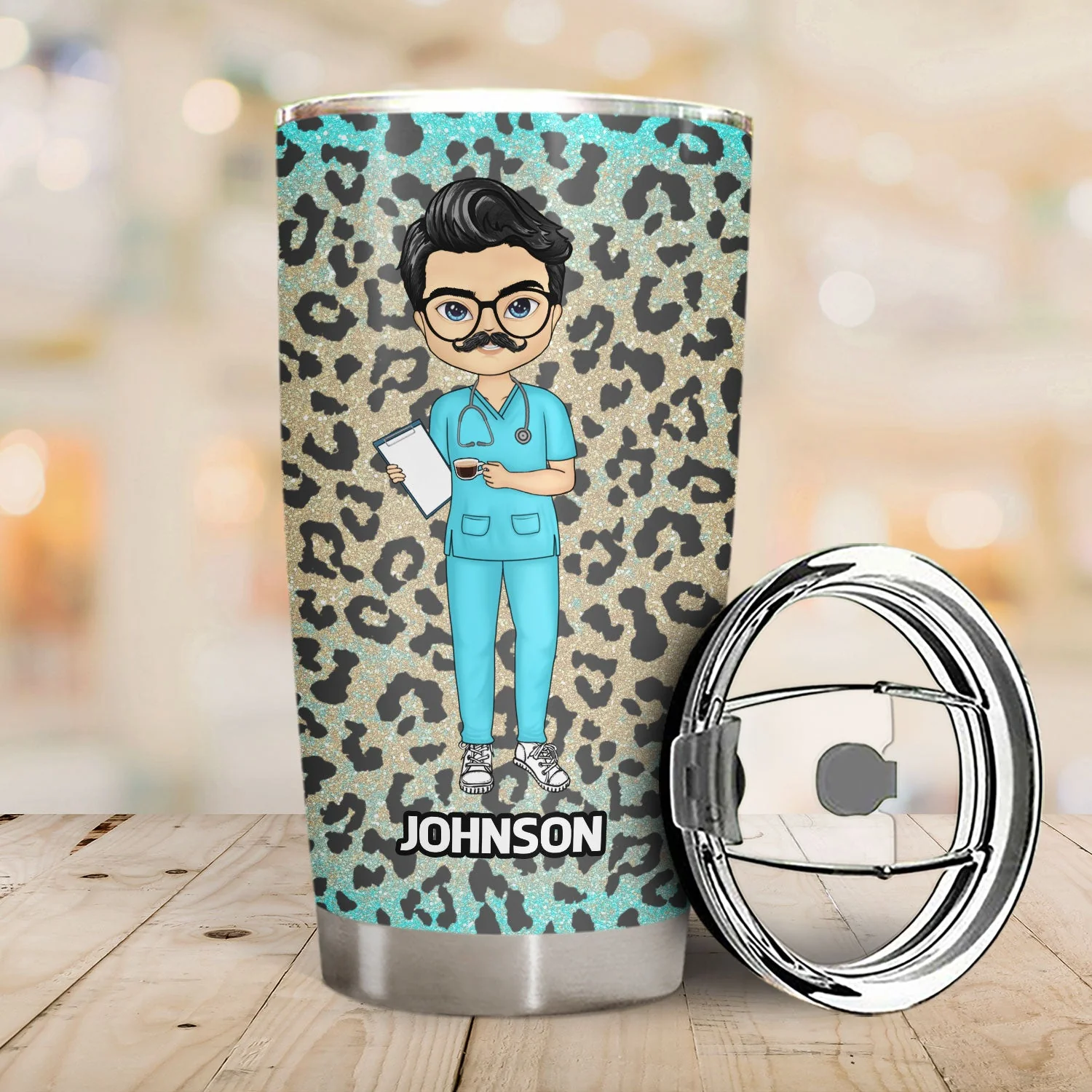 Nurse Nutrition Facts Leopard - Gift For Nurse - Personalized Custom Tumbler - Image 2