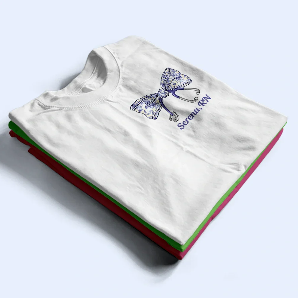 Nurse Toile Bow Coquette - Personalized T Shirt - Image 2