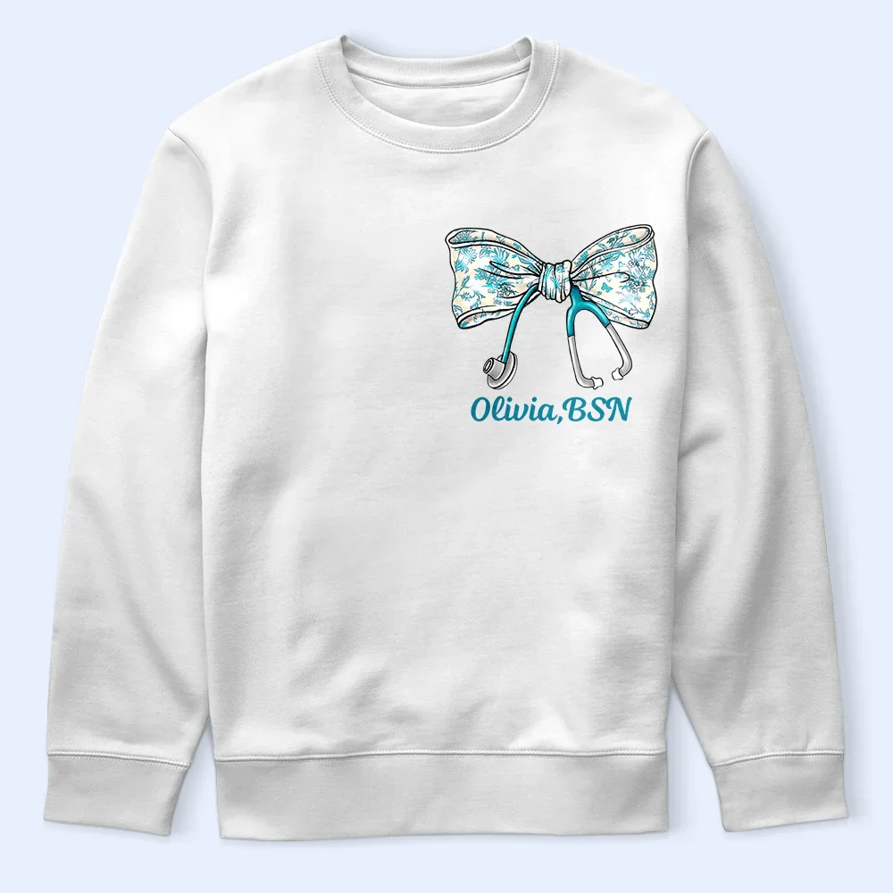 Nurse Toile Bow Coquette - Personalized T Shirt - Image 5