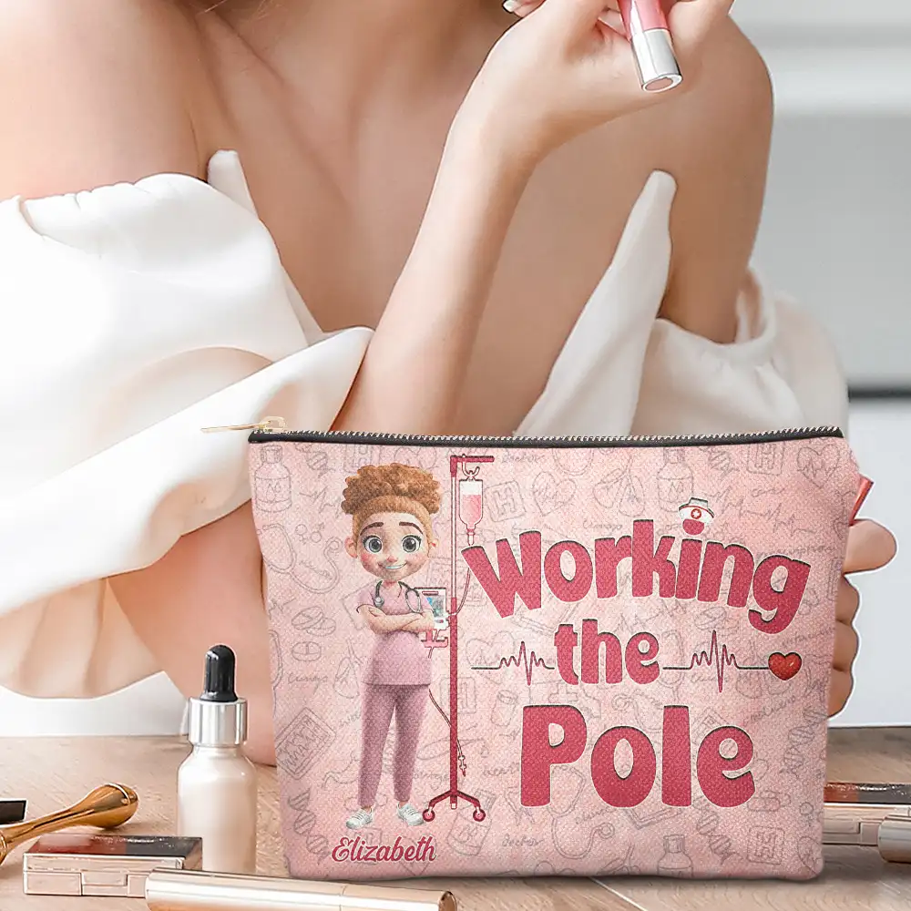 Nurse Working The Pole - Personalized Cosmetic Bag - Image 2