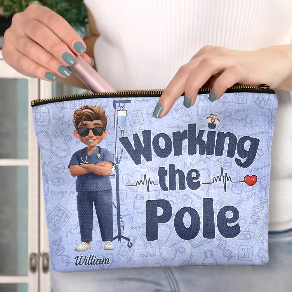 Nurse Working The Pole - Personalized Cosmetic Bag - Image 3