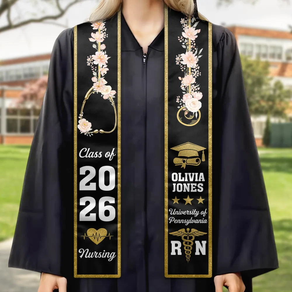 Nursing Flower Graduation - Personalized Stoles - Image 2