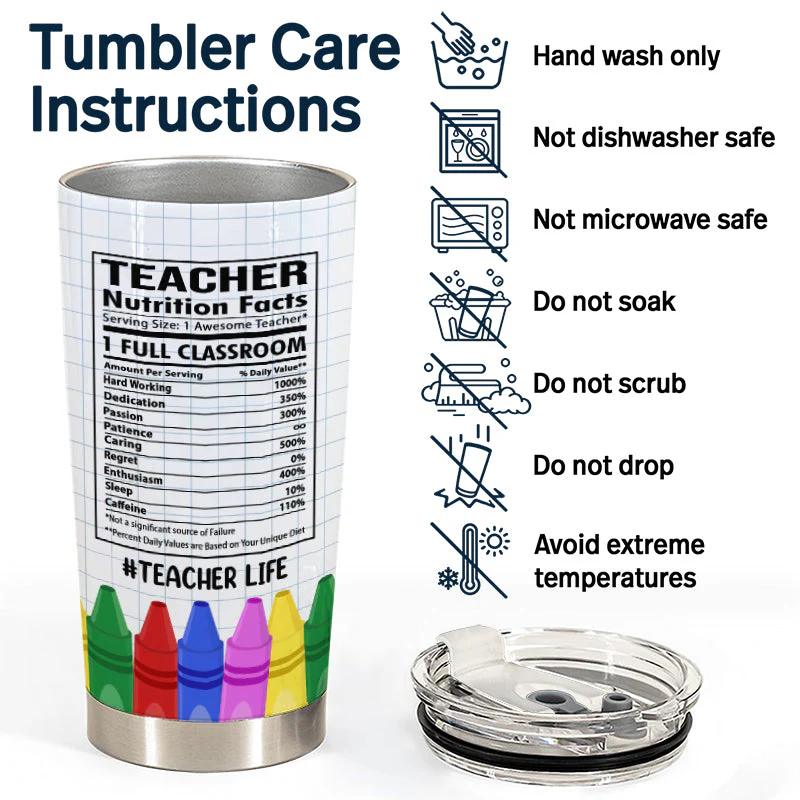 Nutrition Fact Teacher Gift - Personalized Custom Tumbler - Image 5