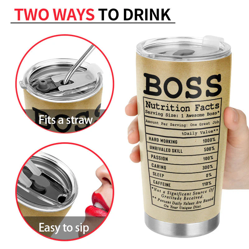 Nutrition Facts Hard Working Unrivaled Skill - Gift For Boss - Personalized Custom Tumbler - Image 4
