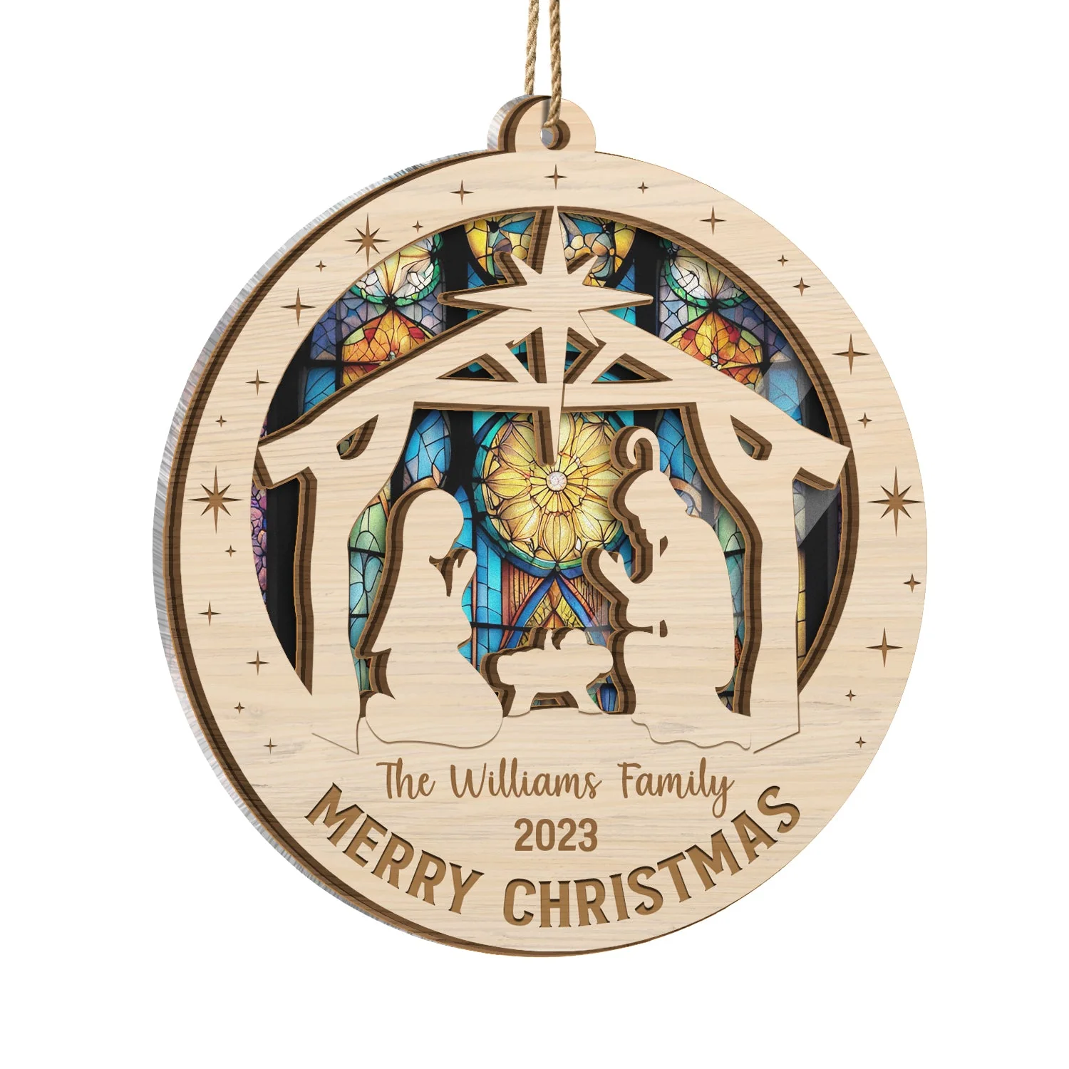 O Holy Night - Christmas, Family Gift - Personalized Suncatcher Ornament - Image 2