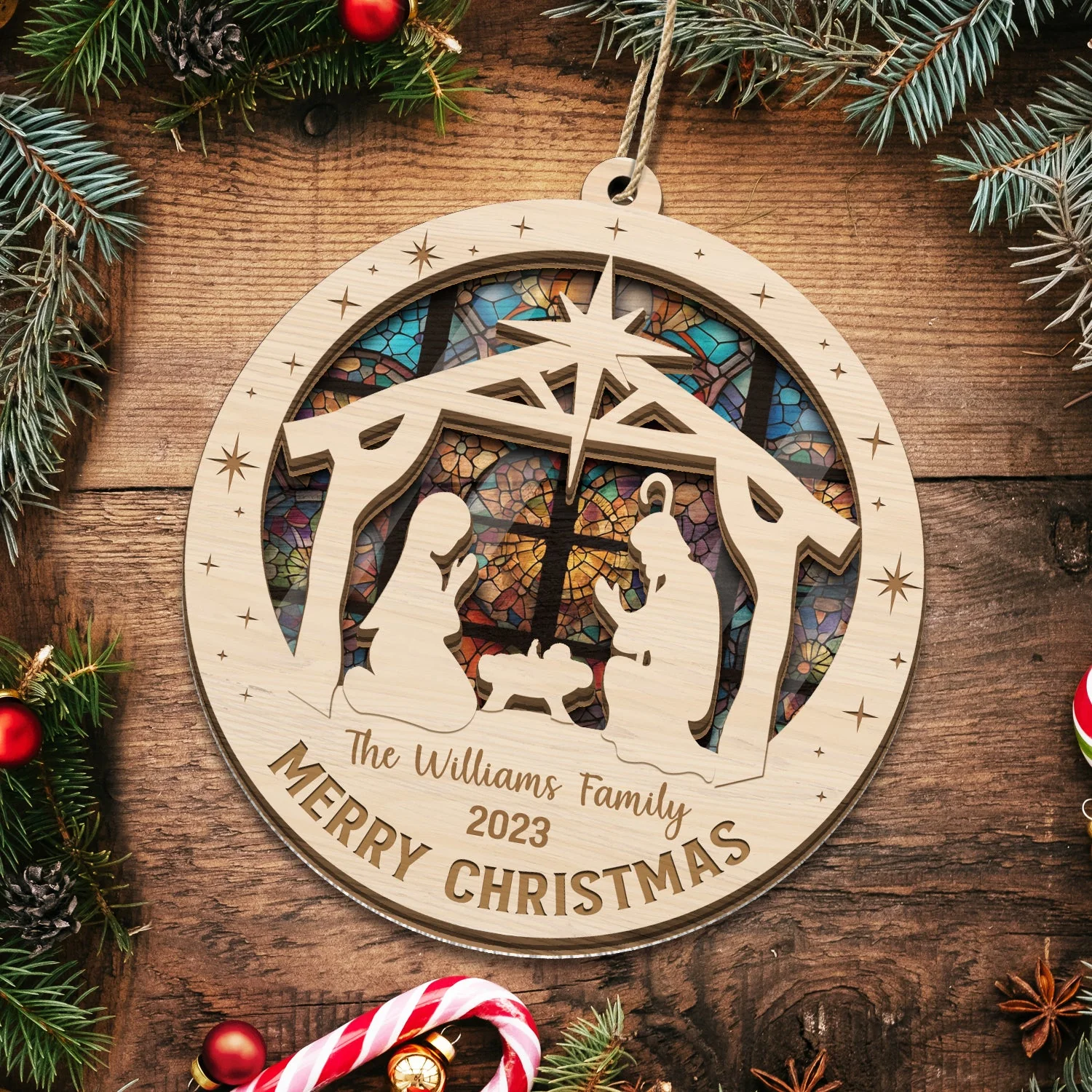 O Holy Night - Christmas, Family Gift - Personalized Suncatcher Ornament - Image 6