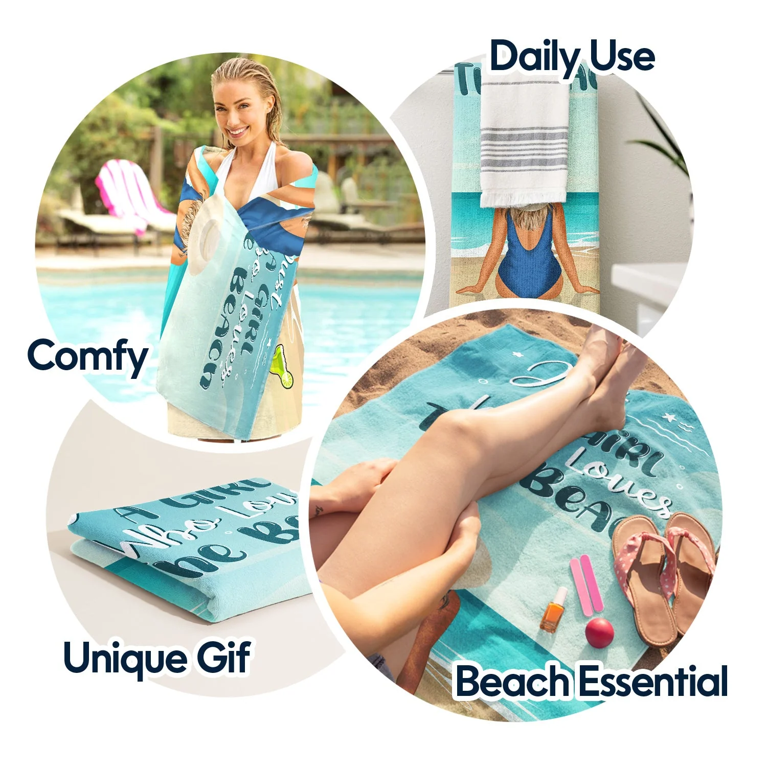 Ocean Air Salty Hair - Gift For Women Who Love The Beach - Personalized Custom Beach Towel - Image 5