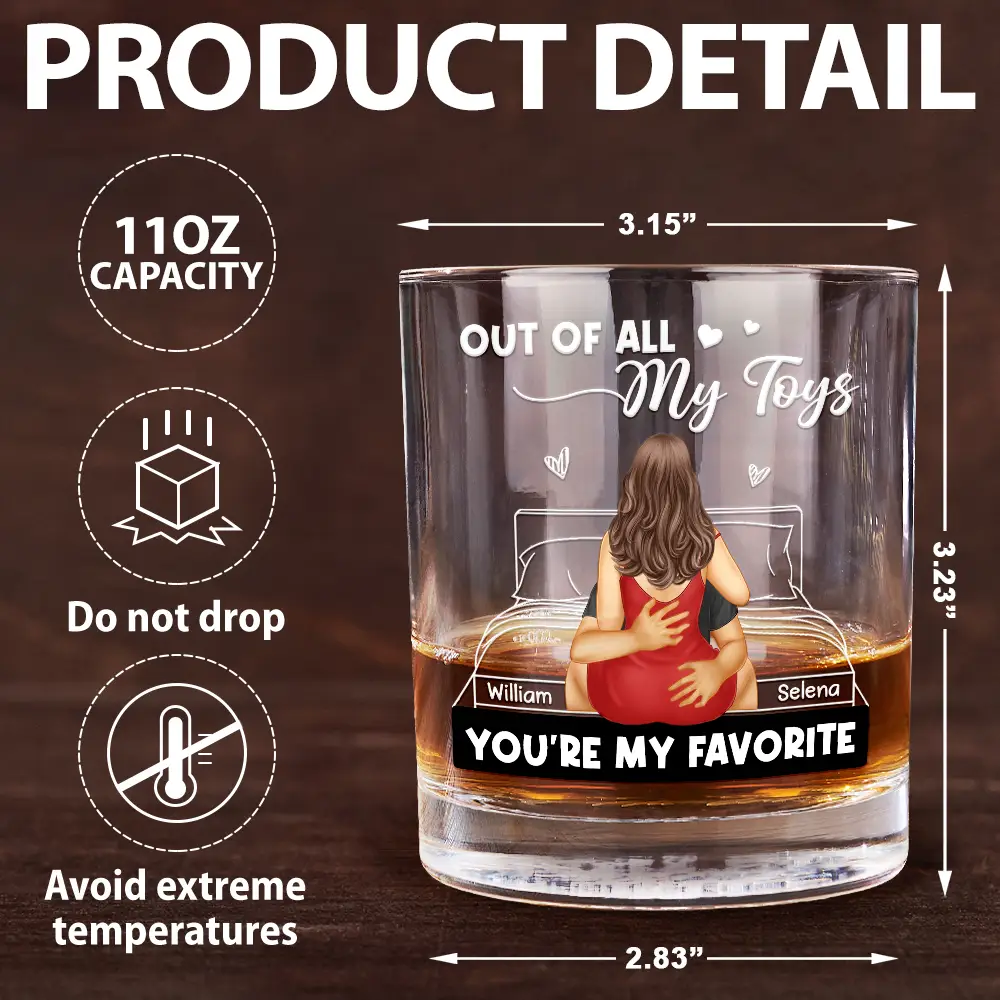 Of All My Toys You Are My Favorite Spicy Couple - Personalized Whiskey Glass - Image 5