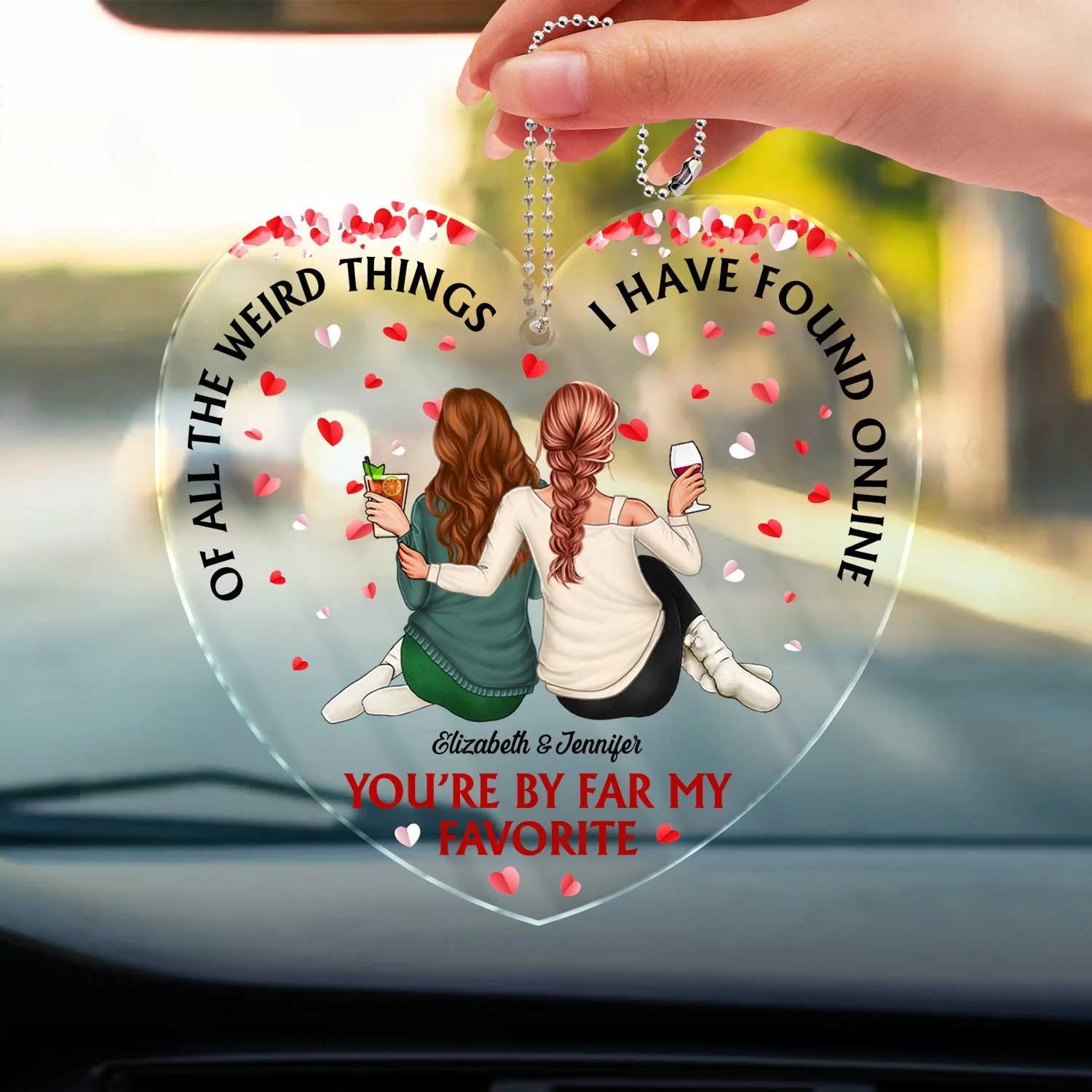 Of All The Weird Thing - Birthday, Anniversary Gift For Spouse, Husband, Wife, Couple - Personalized Acrylic Car Hanger - Image 3
