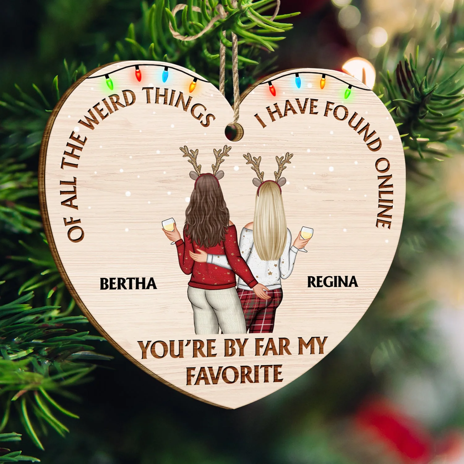 Of All The Weird Things Backside - Christmas Gift For Couples, Husband, Wife - Personalized Custom Shaped Wooden Ornament - Image 3