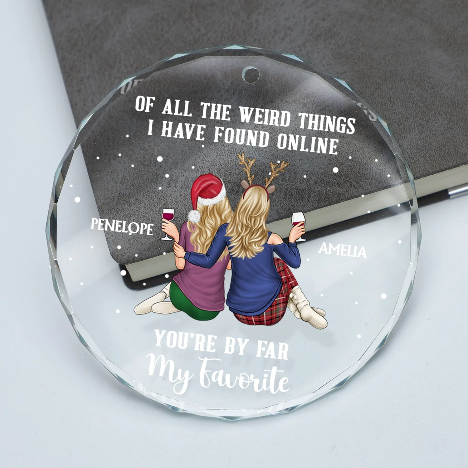 Of All The Weird Things - Christmas Gift For Couples, Husband, Wife - Personalized Circle Glass Ornament - Image 2