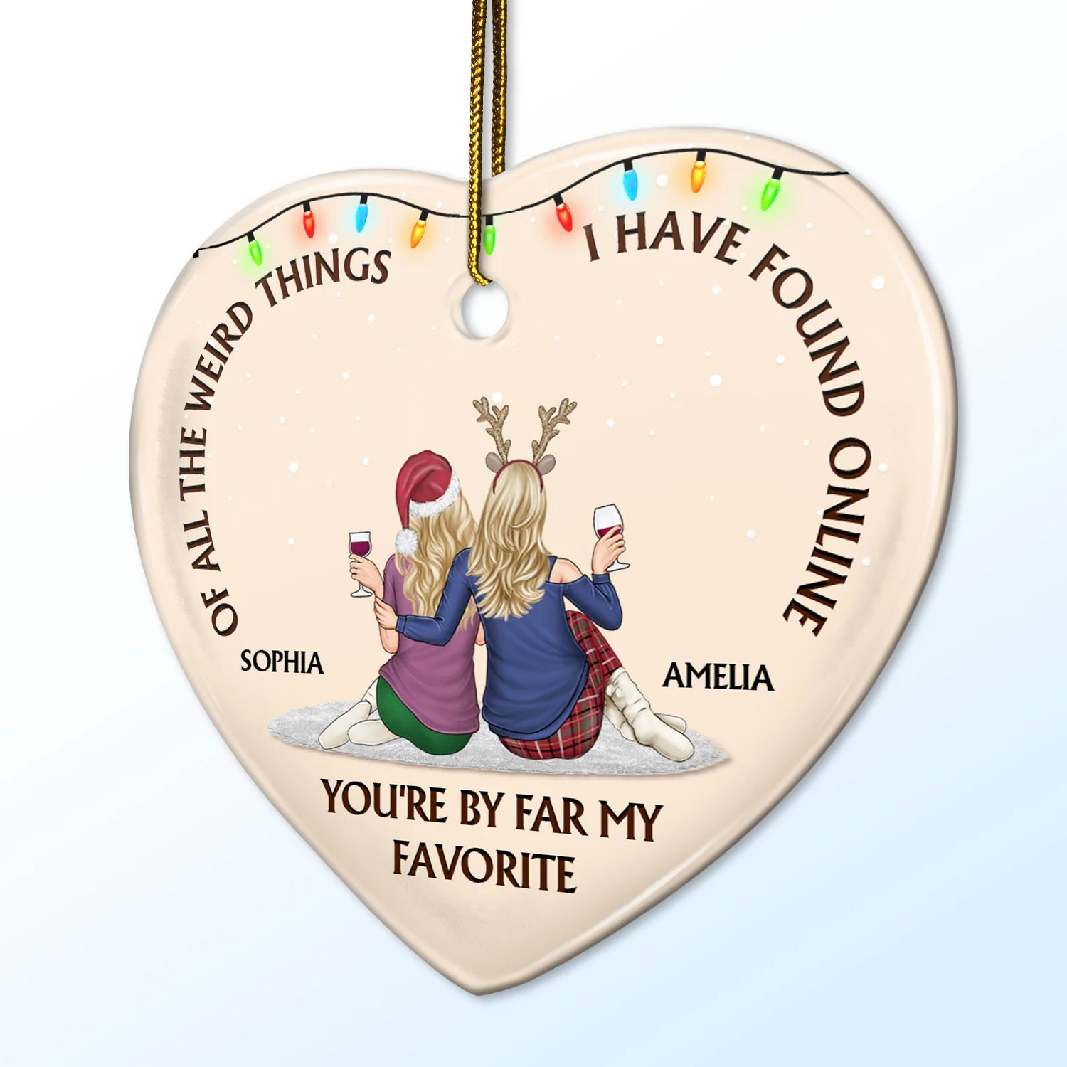 Of All The Weird Things - Christmas Gift For Couples, Husband, Wife - Personalized Heart Ceramic Ornament - Image 2