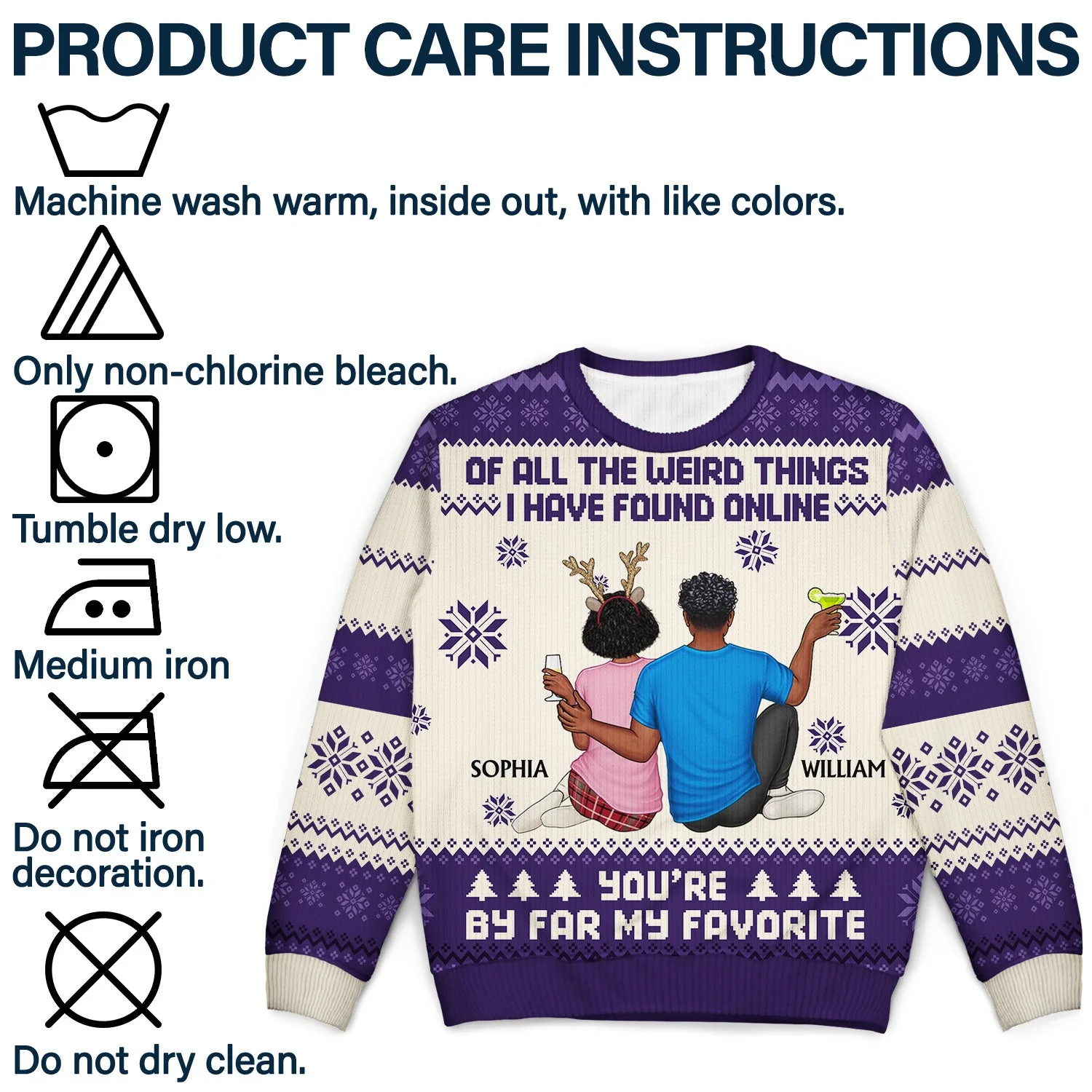 Of All The Weird Things - Christmas Gift For Couples, Husband, Wife - Personalized Unisex Ugly Sweater - Image 7