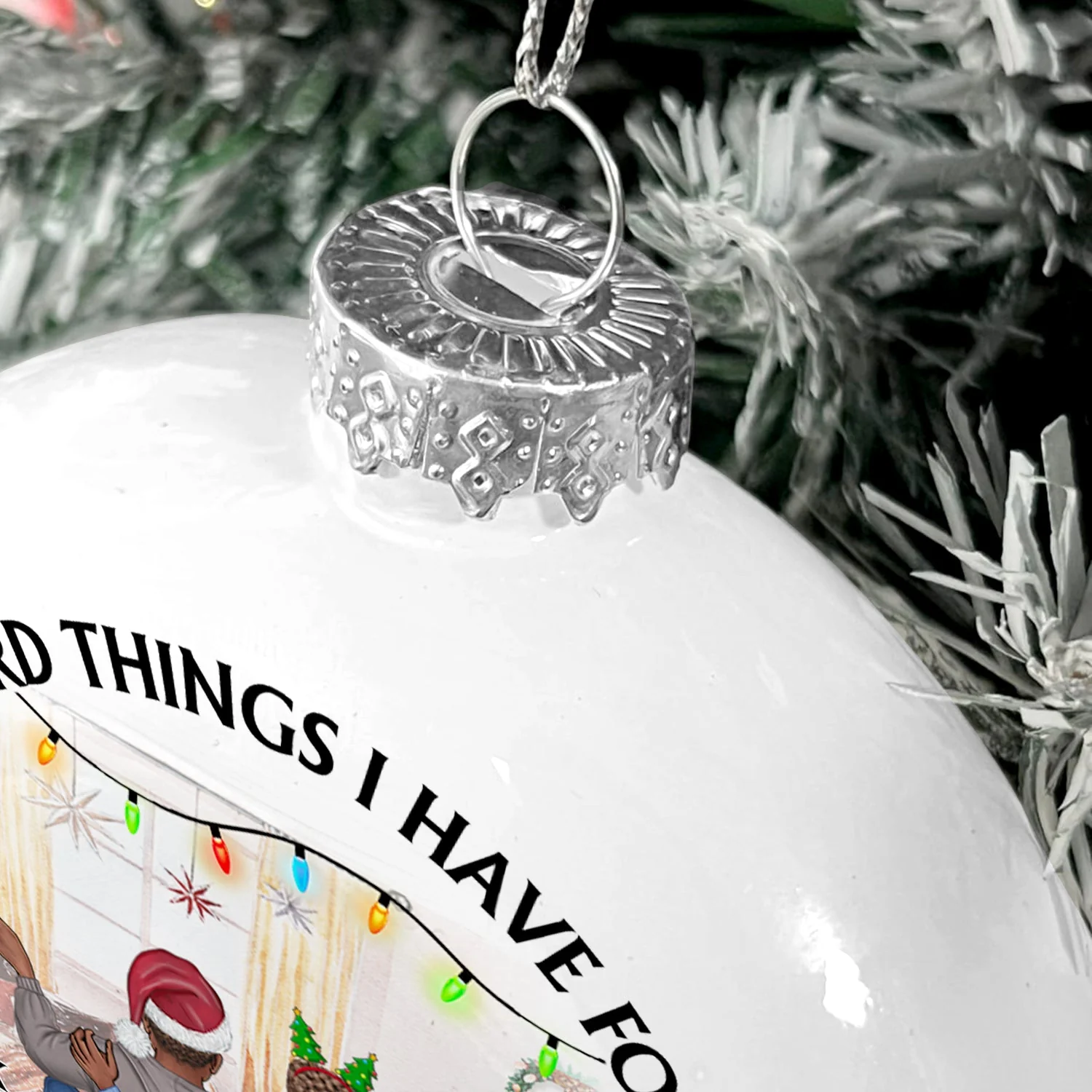 Of All The Weird Things - Christmas Gift For Couples, Husband, Wife - Personalized White Flat Ball Ornament - Image 5